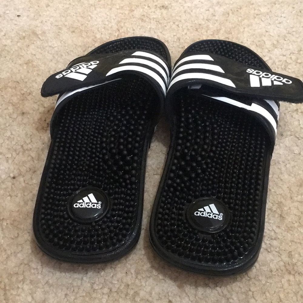 Black and white slip on adidas